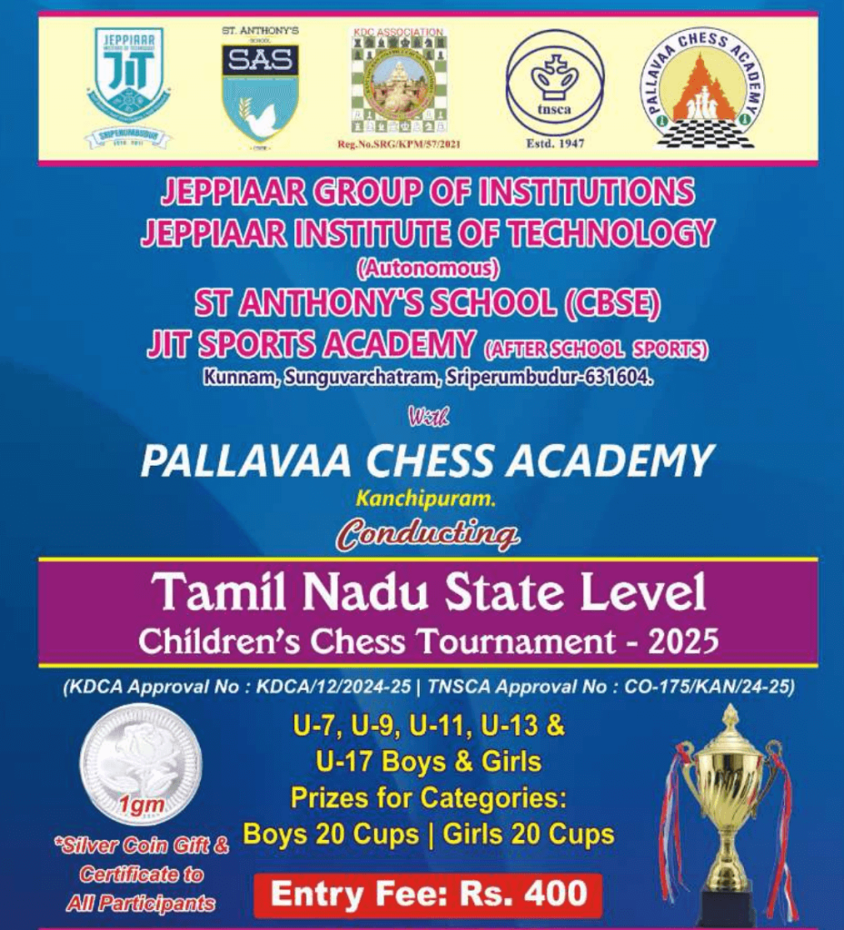 TN State Level Chess Tournament 2025 Kancheepuram